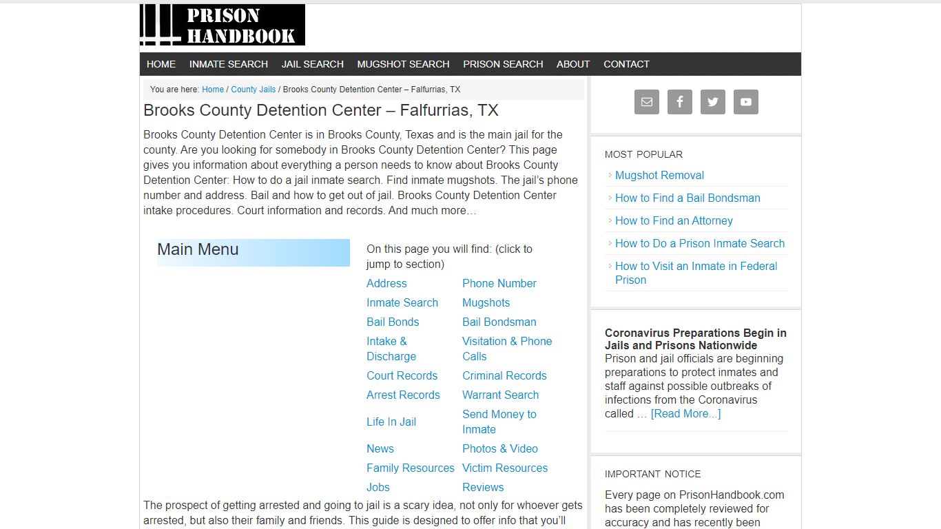 Brooks County Detention Center – Falfurrias, TX - Prison Handbook